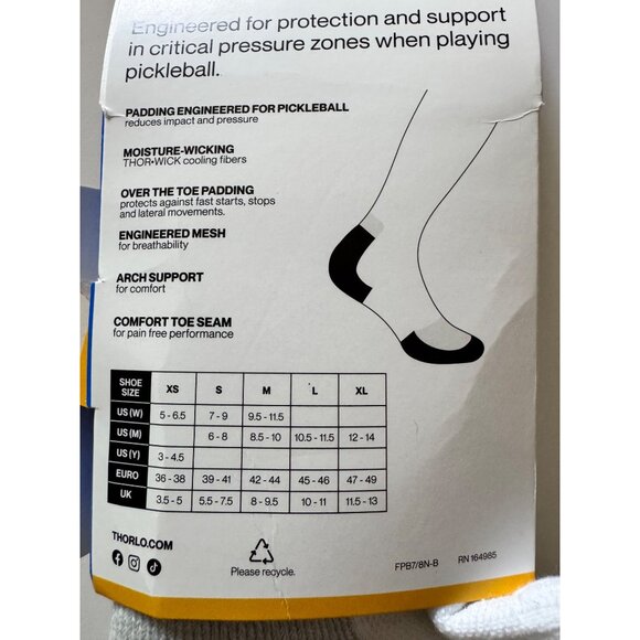 Thorlo Unisex Low Cut Pickleball Socks Size Medium W-9.5-11.5  M 8.5-10 NWT - Picture 4 of 4